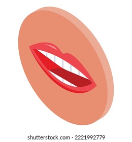 Articulation childhood icon isometric vector. Mouth speech. Female child
