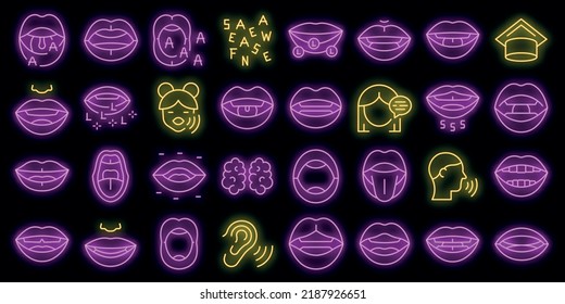 Articulation Icons Set Outline Vector. Childhood Development. Education Exercise