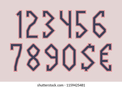 Artifact angular numbers with currency signs of dollar and euro.
