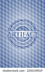 Artifact blue polygonal badge. Vector Illustration. Detailed. 