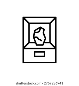 Artifact display case icon representing museum exhibition, protected relic storage, and valuable historical object presentation.