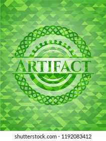 Artifact green emblem with triangle mosaic background