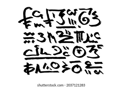 An artifact with mysterious fictional letters, symbols and words written in an unknown, magical, lost Elven language