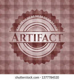 Artifact red badge with geometric background. Seamless.