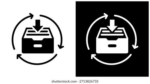 Artifact Repository Icon Set In White And Black Background
