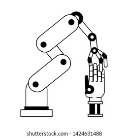 artifical intelligence concept with humanoide cyborg hand and robotic arm icon cartoon vector illustration graphic design