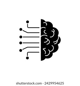 Icono de línea de concepto de inteligencia artificial. Ilustración de elemento simple. Diseño de símbolo de esquema de concepto de inteligencia artificial.