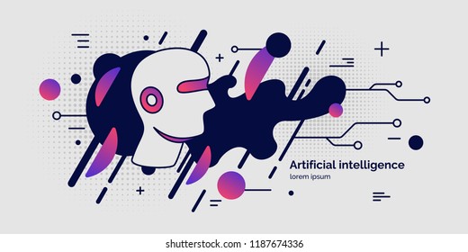 Artifical Intelligence, Conceptual Poster. The Analytical System. Vector Illustration