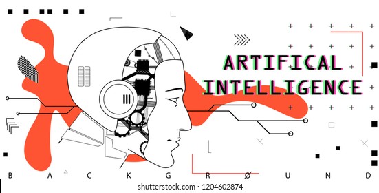 Artifical Intelligence, Conceptual Poster. The Analytical System. Vector Illustration