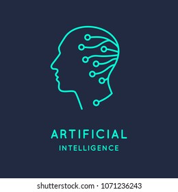 Artifical intelligence, conceptual sign and logo. The analytical system. Vector illustration. Artifical intelligence, conceptual sign and logo. The analytical system. Vector illustration.