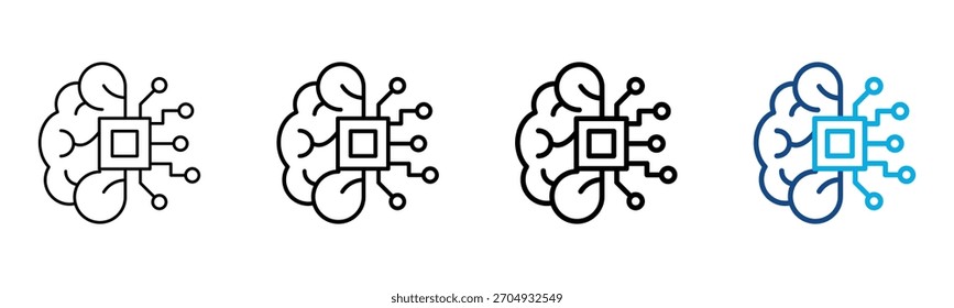 Icono de Inteligencia Artificial Diferente Estilo Esquema Conjunto de Colección Ilustración vectorial
