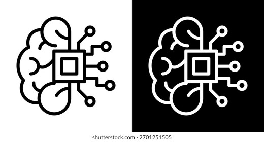 Ícone De Inteligência Artificial Da Ilustração De Vetor De Estilo Preto-E-Branco De Linha
