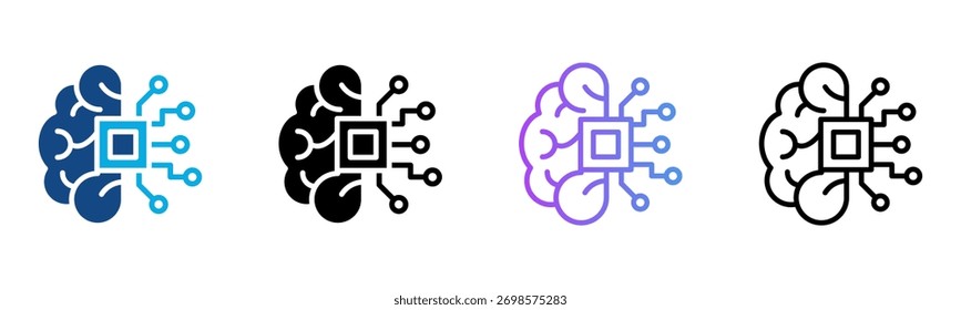 Artifical Intelligence Icon Multiple Style Vector Illustration
