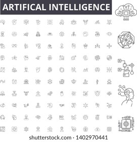 Artifical intelligence line icons, signs, vector set, outline illustration concept 