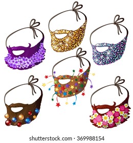 Artificial beard with ornaments isolated on white background. Vector cartoon close-up illustration.