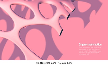Artificial biologic fiber background with abstract pink mesh. For technology and ecology backdrop with scientific new material theme.