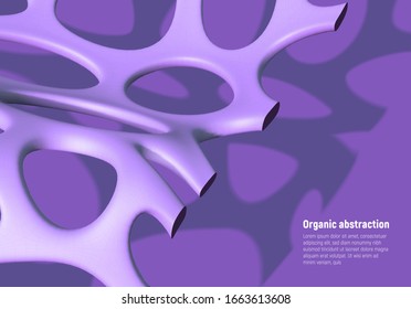 Artificial biologic fiber background with abstract violet mesh. For technology and ecology backdrop with scientific new material theme.