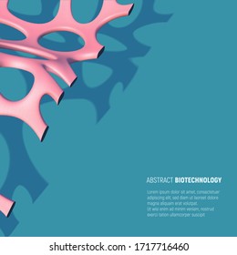 Artificial biologic fiber background with abstract pink mesh on blue backdrop. For technology and ecology background with scientific new material theme.