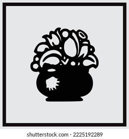 Flores de arte de línea dibujadas a mano negra artificial ilustración decorativa vectorial aislada en fondo blanco. 