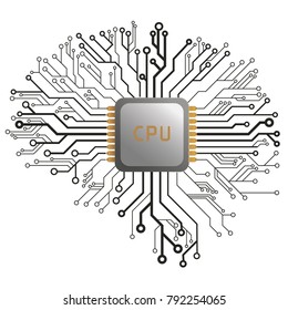 Artificial brain , cpu vector icon eps10 