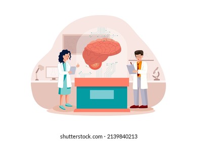 Artificial brain development Illustration concept. Flat illustration isolated on white background.