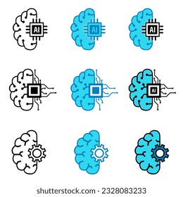 Artificial brain icon, Artificial intelligence logo