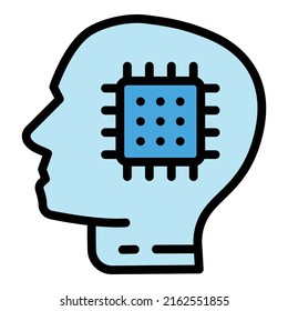 Artificial brain icon outline vector. Ai head. Digital machine