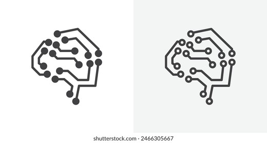 Artificial Brain Icon Set. Symbols for AI and Intelligent Circuits.