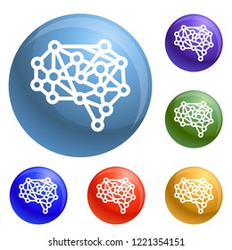 Artificial brain icons set vector 6 color isolated on white background