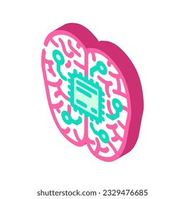 artificial brain implant future technology isometric icon vector. artificial brain implant future technology sign. isolated symbol illustration