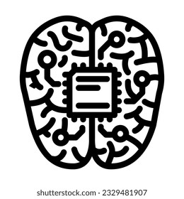 artificial brain implant future technology line icon vector. artificial brain implant future technology sign. isolated contour symbol black illustration
