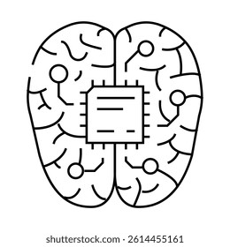 artificial brain implant future technology line icon vector. artificial brain implant future technology sign. isolated contour symbol black illustration