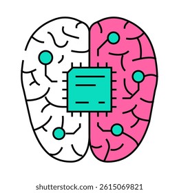 artificial brain implant future technology line icon vector. artificial brain implant future technology sign. isolated symbol illustration