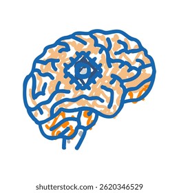 Implante cerebral artificial Tecnología futura Doodle Icono Sketch Vector. Implante cerebral artificial Signo de tecnología futura. Ilustración de símbolo aislado