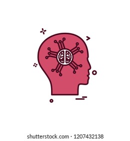 Artificial brain intelligence robo icon vector design