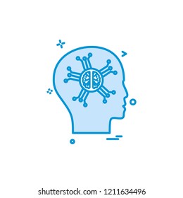 Artificial brain intelligence robo icon vector design