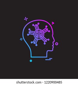 Artificial brain intelligence robo icon vector design