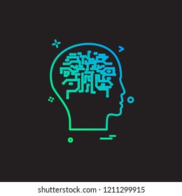 Artificial brain intelligence robot icon vector design