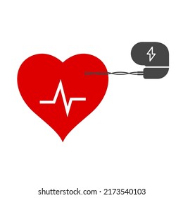 Artificial cardiac pacemaker icon. Flat vector illustration isolated on white background.