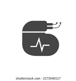 Artificial cardiac pacemaker icon. Flat vector illustration isolated on white background.