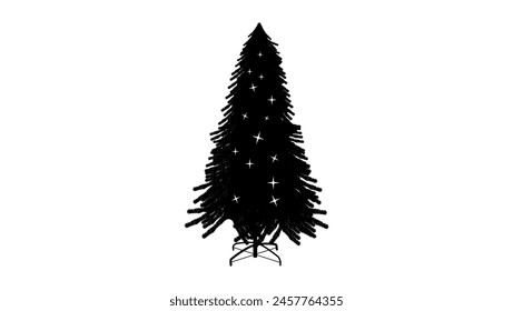 artificial christmas tree, black isolate silhouette