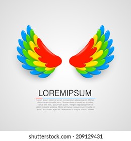 Artificial colorful rainbow wings background. Vector illustration