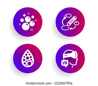 Artificial colors, Keywords and Clean bubbles icons simple set. Halftone dots button. Augmented reality sign. Natural flavor, Marketing strategy, Laundry shampoo. Virtual reality. Business set. Vector