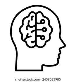 Artificial Consciousness Vector Line Icon Design