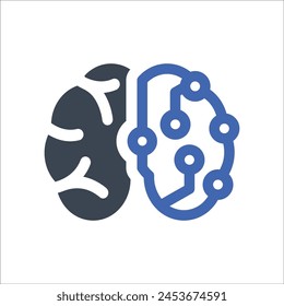 Artificial cyber intelligence Icon, Vector Graphics