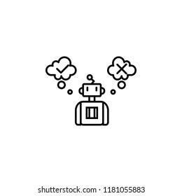 Artificial decision intelligence concept line icon. Simple element illustration. Artificial decision intelligence concept outline symbol design from artificial intelligence set on white background