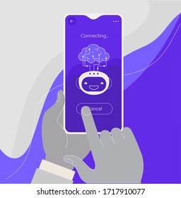 Artificial digital brain and Human Robot Interface Concept. Remote connecting using mobile phone