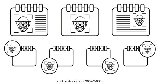 Artificial facial intelligence concept line vector icon in calender set illustration for ui and ux, website or mobile application