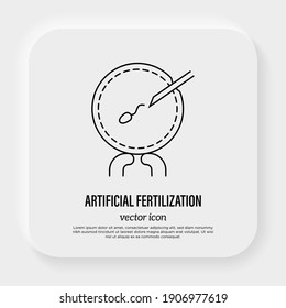 Artificial fertilization thin line icon. In vitro fertilisation. Gynecology. Vector illustration.