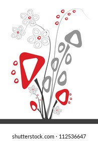 Artificial flower piece Artificial flower piece designed in grey and red colors on the white background